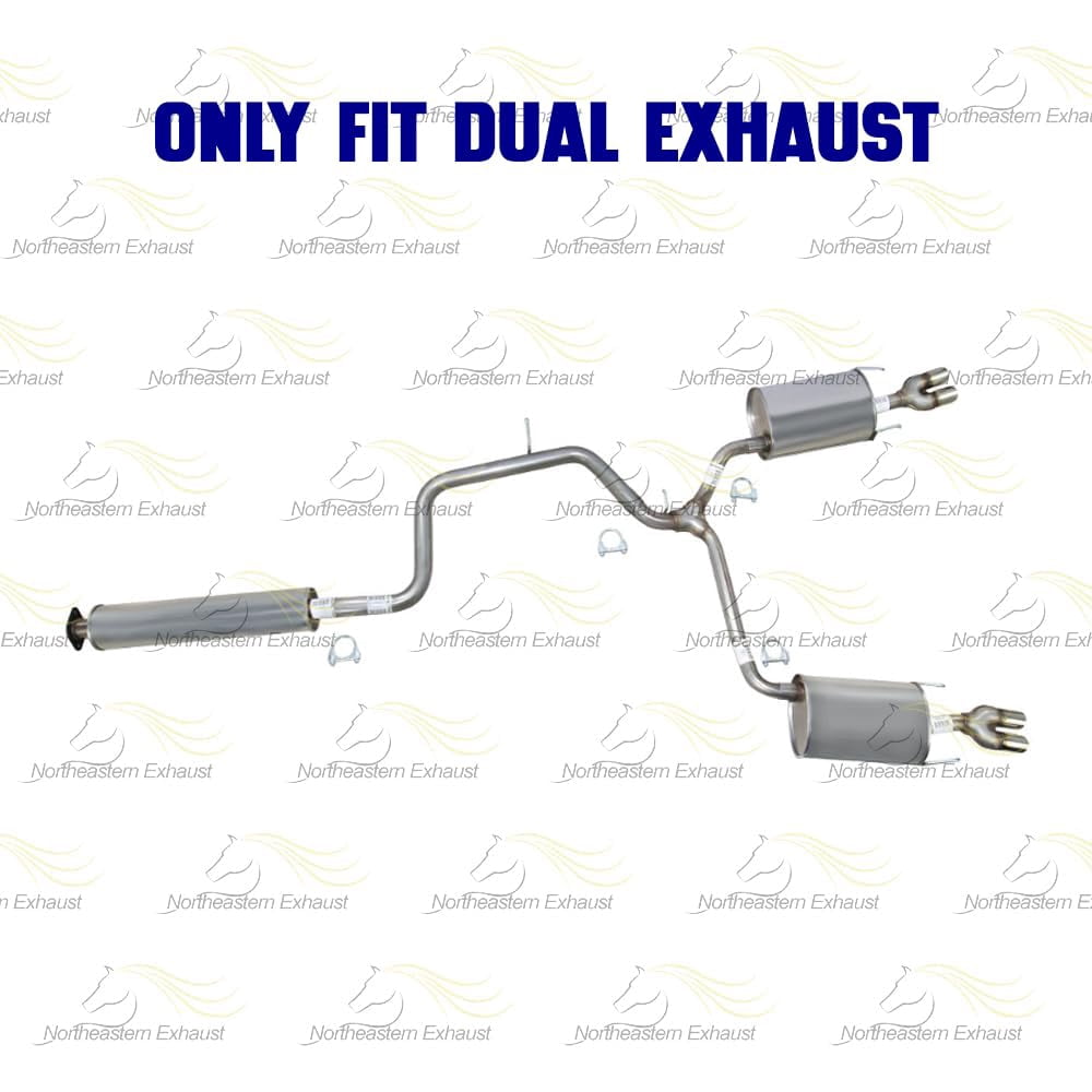 Northeastern Exhaust Resonator, Y-Pipe & Muffler Exhaust System Kit Fits 2003-2008 Pontiac Grand Prix 3.8L - Direct Fit | Stainless Steel | Includes Gaskets, Clamps, Hangers & Bolt Kit
