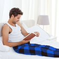 thumbnail image 5 of Logiee Buffalo Plaid Blue Black Print Pajama Pants for Men,Men’s Pajama Bottoms,Mens PJ Pants with Pockets & Button Fly-3X-Large, 5 of 6