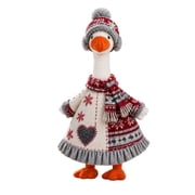 Winter Plaid Goose Outfit Set with Dress Hat and Scarf for 23 Inch Porch Goose Statue Christmas Holiday Entryway Decor