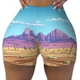 thumbnail image 2 of Xecao Pixel Desert Landscape Print Workout Shorts for Women Soft Smooth Gym Yoga Scrunch Active Tennis Workout Running Shorts-Large, 2 of 8
