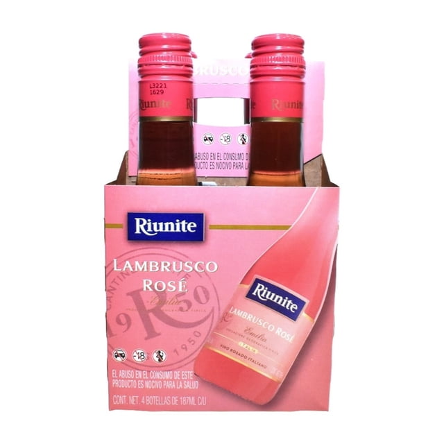 Vino Rosado Riunite Lambrusco Rosé 4 botellas con 187 ml c/u