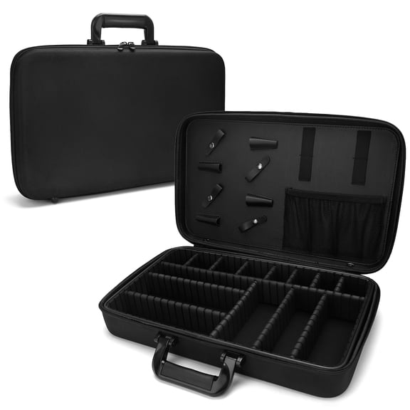 1 Black Hairdressing Toolbox - Durable PU leather thickened design, detachable compartments facilitate orderly storage of various hairdressing tools, making it the best gift for family and friends