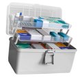 thumbnail image 4 of Caja de almacenamiento de pastillas, 3 capas, gran capacidad, estuche de cosméticos para el hogar, organizador de artículos diversos de plástico, estilo realzado, gris Speravity HA004344-06B, 4 of 7