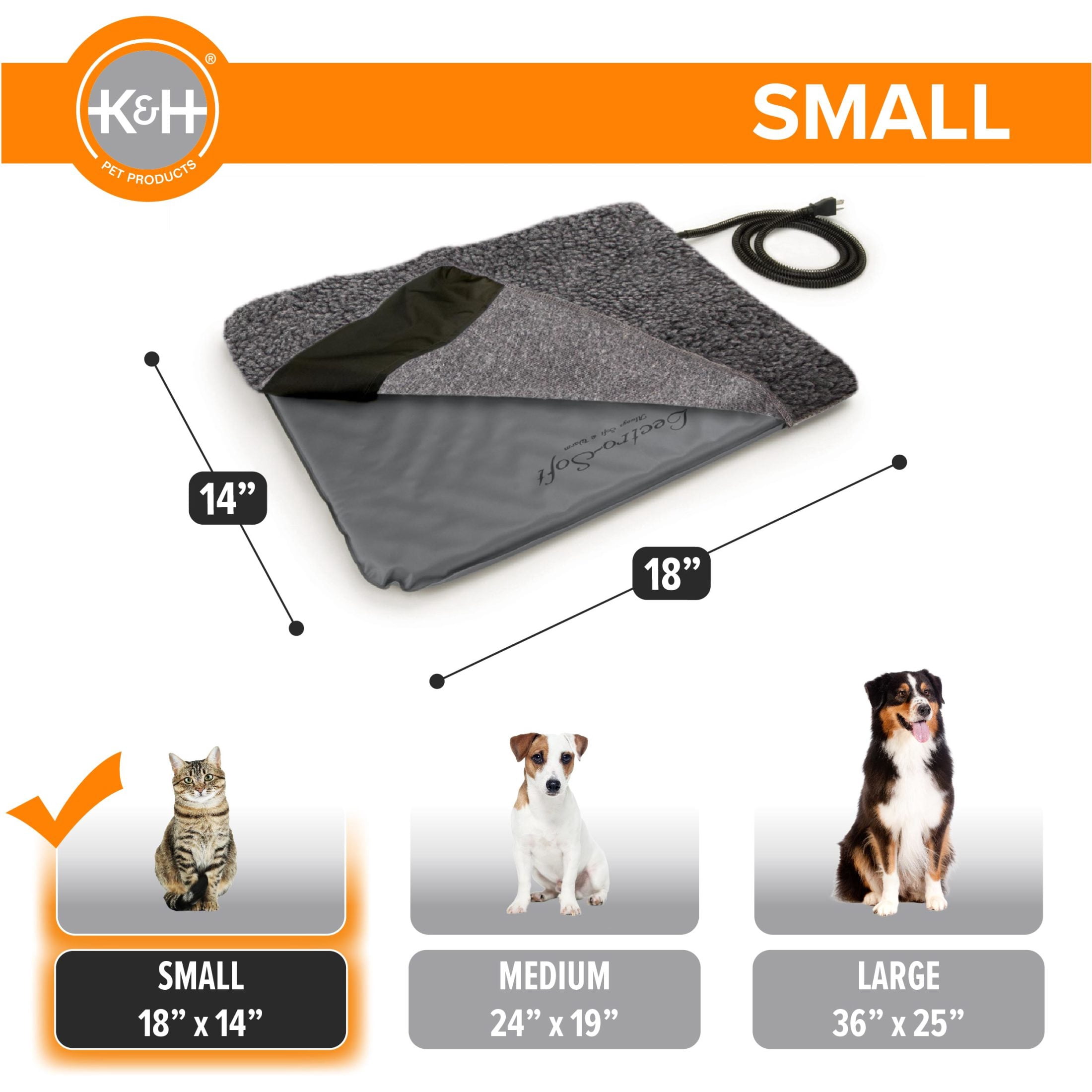 K&H Pet Products Lectro-Soft Outdoor Heated Pet Bed Gray Small 18 X 14 Inches