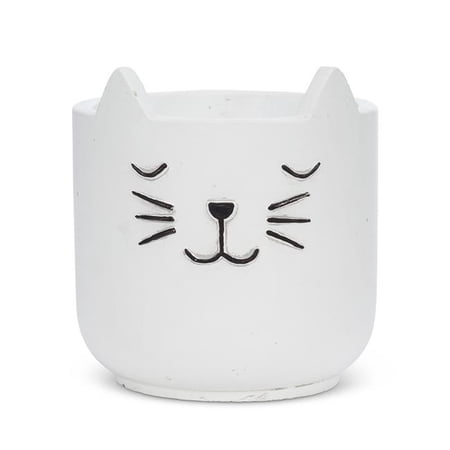 6 in. Sleeping Cat Planter, White - Large