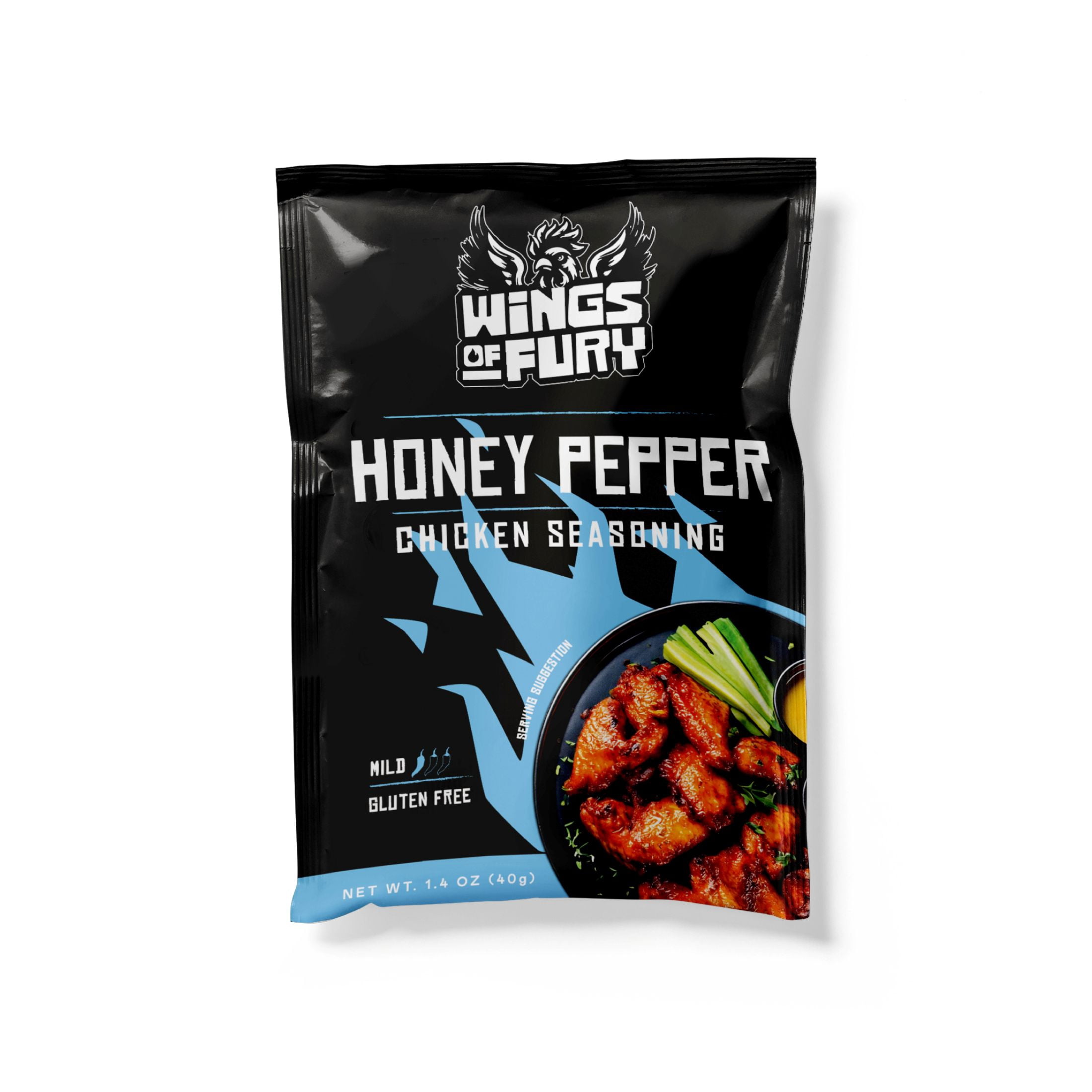 (12 pack) Wings of Fury Honey Pepper Chicken Seasoning Mix, 1.4 oz. Packet (Shelf Stable)