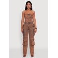 thumbnail image 2 of Womens Daisy Mineral Wash Denim Jumpsuit with Cargo Pockets, 2 of 4