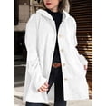 thumbnail image 5 of Women'S Fall Jacket with Hood Casual Button Down Hooded Long Sleeves Loose Corduroy Jackets with Pockets White XXL, 5 of 7