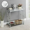 thumbnail image 2 of Pemberly Row Chrome Metal Faux Marble Mirrored Bar Cart with Shelf, 2 of 11