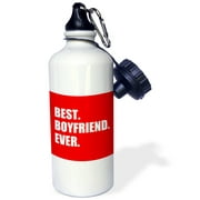 3dRose Best Boyfriend Ever white text on red - anniversary valentines day, Sports Water Bottle, 21oz