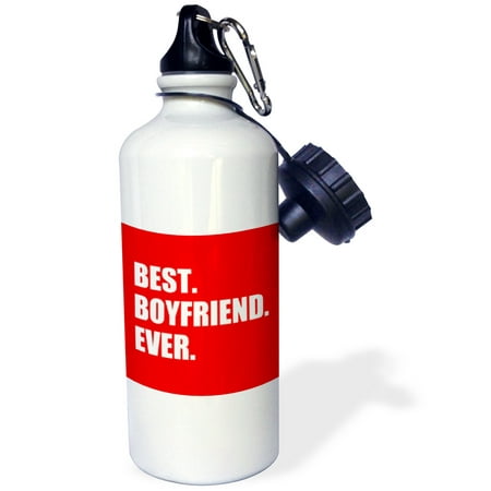 3dRose Best Boyfriend Ever white text on red - anniversary valentines day, Sports Water Bottle,