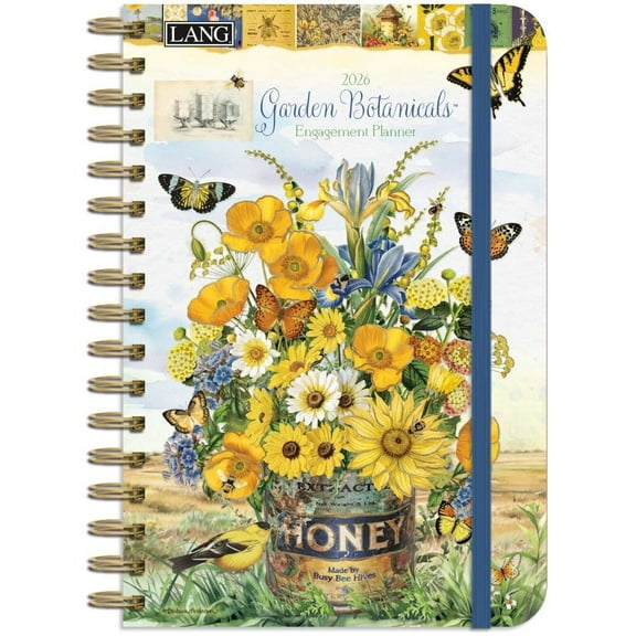 Lang Companies, Garden Botanicals 2026 Engagement Planner by Barbara Anderson, 6.5'' X 9'', Weekly Calendar with Stapled Binding