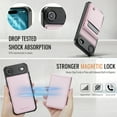 thumbnail image 2 of Magnetic 2 in 1 Detachable for iPhone Air, Case with Card Holder, for Women Men PU Leather RFID Blocking Flip Kickstand Credit Slots Slim Phone Cover for iPhone Air, Pink, 2 of 12