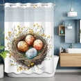 thumbnail image 6 of No Hook Shower Curtain with Snap in Liner, Colorful Easter Egg Nest Yellow Flower Waterproof Bath Curtain Double Layers with See Through Top Window, Spring Botanical Hotel Shower Curtains 48x72in, 6 of 9