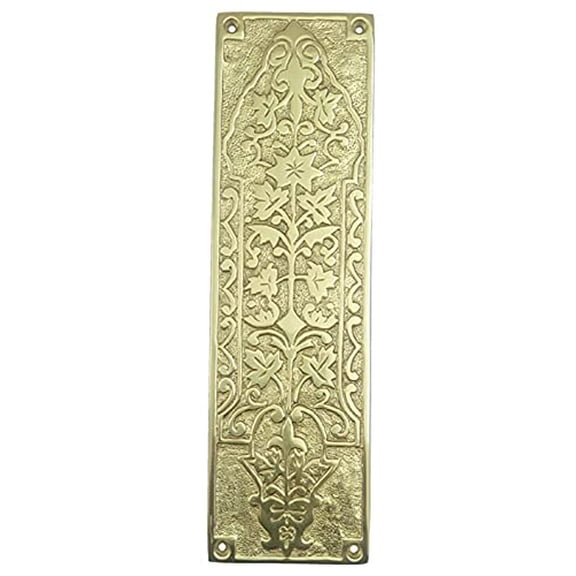 Adonai Hardware Decorative Brass Push Plate (9.9 Inch "Nezib", Polished Lacquered) C63