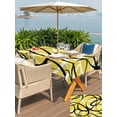 thumbnail image 4 of Outdoor Tablecloth with Umbrella Hole and Zipper, Yellow Geometric Rectangle Table Cloth 52x70 Inch Waterproof Tablecloth, Farmhouse Abstract Black White Striped Picnic Table Cover for Patio Camping, 4 of 7