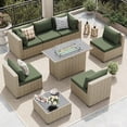 thumbnail image 2 of UDPATIO 7 Pieces Outdoor Patio Furniture Set with 44" Fire Pit Table, Outdoor Wicker Patio Conversation Set with Cushions for Backyard, Porch, Garden(Green), 2 of 6