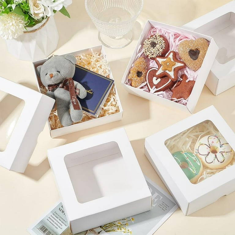 10 Pcs Square Gift Box with Window 5.11x5.11x1.96 Inch Gift
