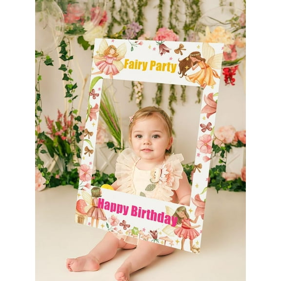 Vertical Fairy Party Comparison Photo Frame Props - Flower Butterfly Theme Background Panel Dream Garden Party Decoration