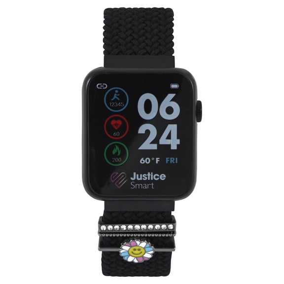 Justice iTime Unisex Child Smart Watch with Black Mesh Magnetic Strap and Black Case 42mm