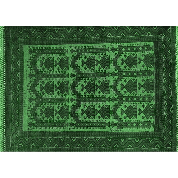 Ahgly Company Indoor Rectangle Southwestern Emerald Green Country Area Rugs, 8' x 12'