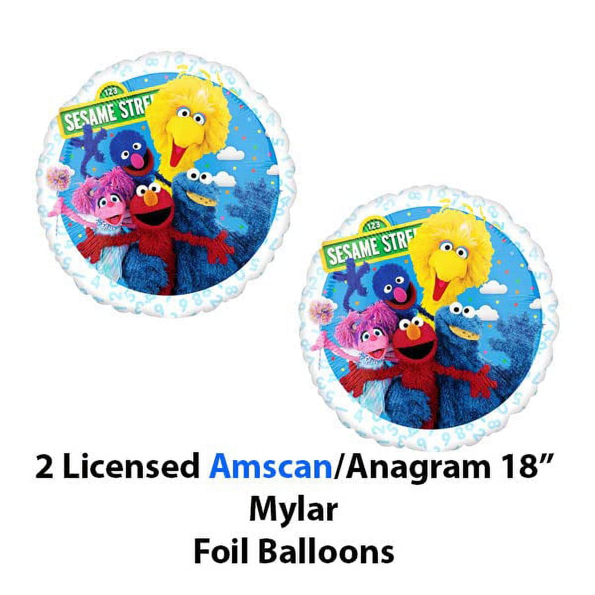 Amscan Cookie Monster Birthday Party Supplies Decorations Big Balloon Bundle with Character Mylar's, Star Mylar's, Big Number 1 and Latex Balloons
