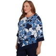 thumbnail image 3 of Alfred Dunner Womens Plus-Size Abstract Bold Floral Patchwork Top With Necklace, 3 of 4