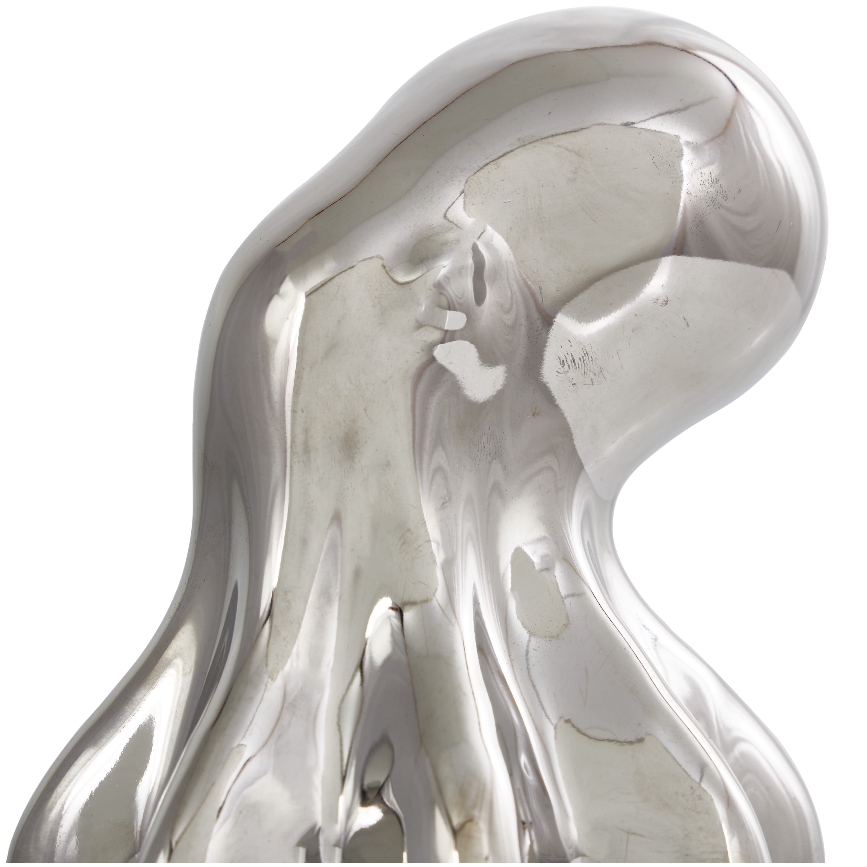 6" x 8" Silver Ceramic Standing Octopus Sculpture, by DecMode