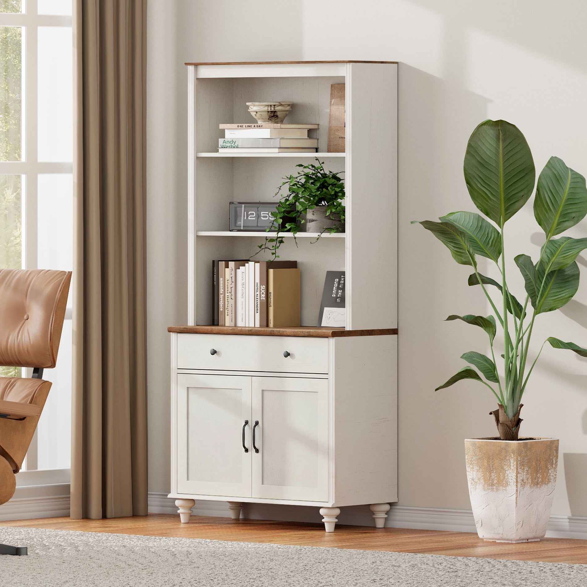 2-Shelf Bookcase, Bookshelf with Open Storage Shelves, No Cabinet, White