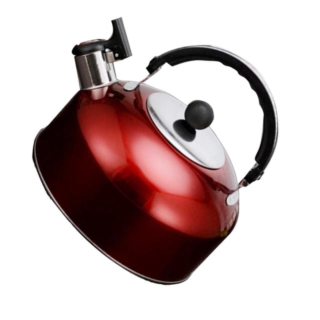 Hervidor de agua con silbato de acero inoxidable de 3 litros, tetera, café, para acampar al aire libre, senderismo, viaje, barco o interior, hogar, ga rojo Sunnimix Hervidor de agua para acampar