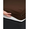 thumbnail image 4 of True Luxury Pure Heavy Rich Pima Cotton 4-Piece Bed Sheets Set Queen Size Fits mattresses Upto 21-24” deep Pocket – Sateen Weave (Solid, Chocolate), 4 of 10