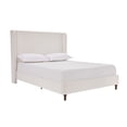 thumbnail image 5 of King Size Upholstered Platform Bed Frame with 54" Tall Wingback Headboard, Chenille Fabric, Strong Wood Slats Support, No Box Spring Needed, 1000LBS Capacity, Easy Assembly, Cream White, 5 of 9