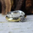 thumbnail image 2 of LD DESIGNS- Wide Band Spinner Ring Two Tone Sterling Silver Hammered Band With Rose Motifs for Anxiety Relief, 2 of 3