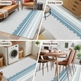 thumbnail image 5 of Blue Striped Area Rugs 3'x5', Washable Small Throw Rugs for Living Room Bedroom, Abstract Modern Geometric Stripes Indoor Outdoor Rug Non-Slip Low Pile Carpet Runner Reversible Floor Mats, 5 of 8
