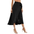thumbnail image 4 of ZXSXSY Women's High Waist Flowy Irregular Hem Lace Up Midi Skirt, 4 of 6