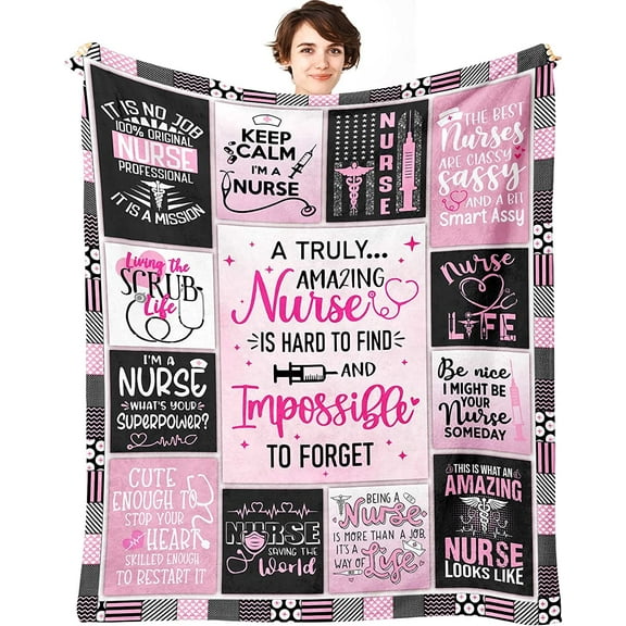Nurse Gifts for Women - Nursing Student Gifts Throw Blanket 60" x 50" - Nurse Appreciation Gifts for Nurse Practitioner, RN Nurses, LPN, Nurses Week, Day - Gift for New, School, Future Nurses