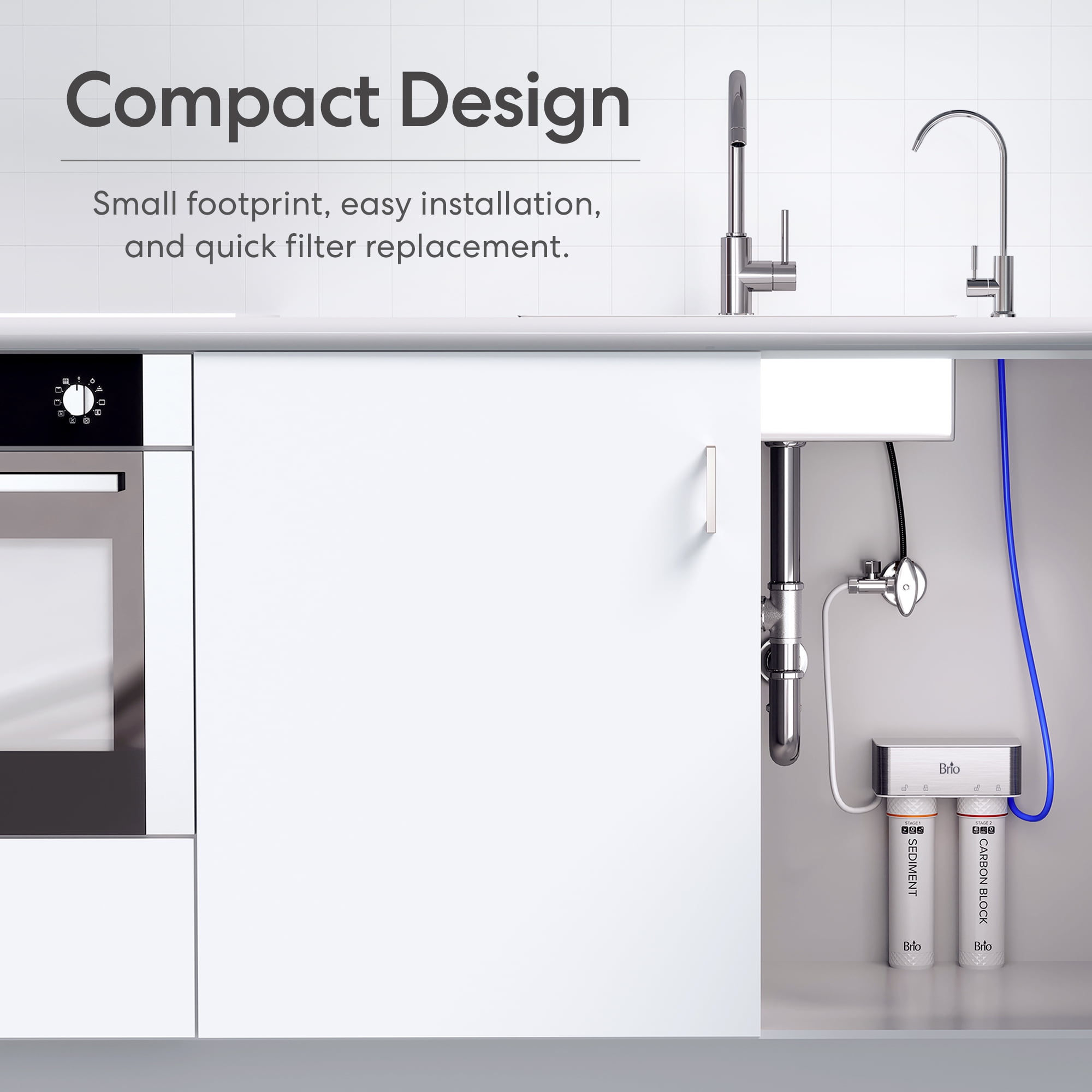 Brio 2-Stage Under Sink Filtration System, 950-Gallon Capacity Sediment & Carbon Filters