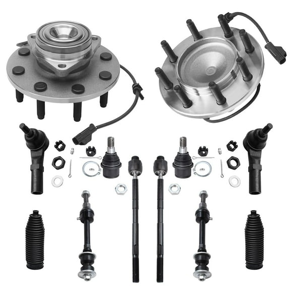 Detroit Axle - 12pc Front Suspension Kit for 2003-2005 Dodge Ram 2500 3500 Truck, 2 Wheel Bearing Hubs Assembly 2 Lower Ball Joints 4 Tie Rods 2 Sway Bars 2 Boots 2004 Replacement