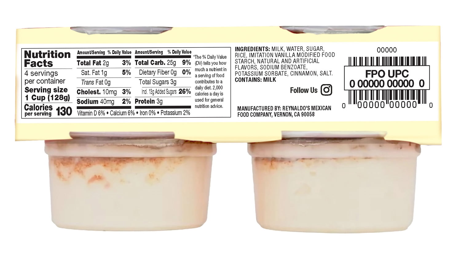 El Viajero Churro Rice Pudding, 4.5 oz, 4 Pack