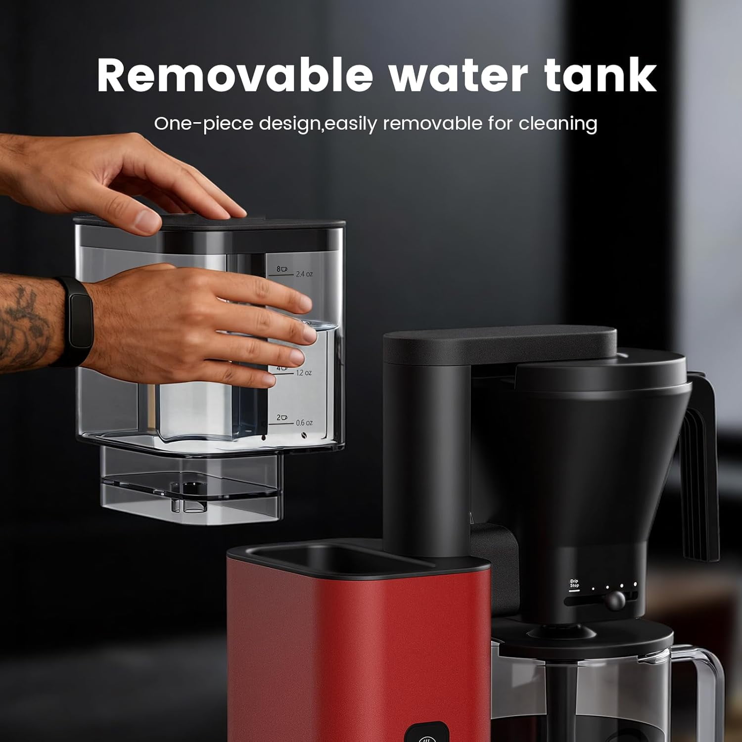 Drip Coffee Brewer with Adjustable Flow, Fast Heating, Keep Warm 40 Mins and Easy Clean Design
