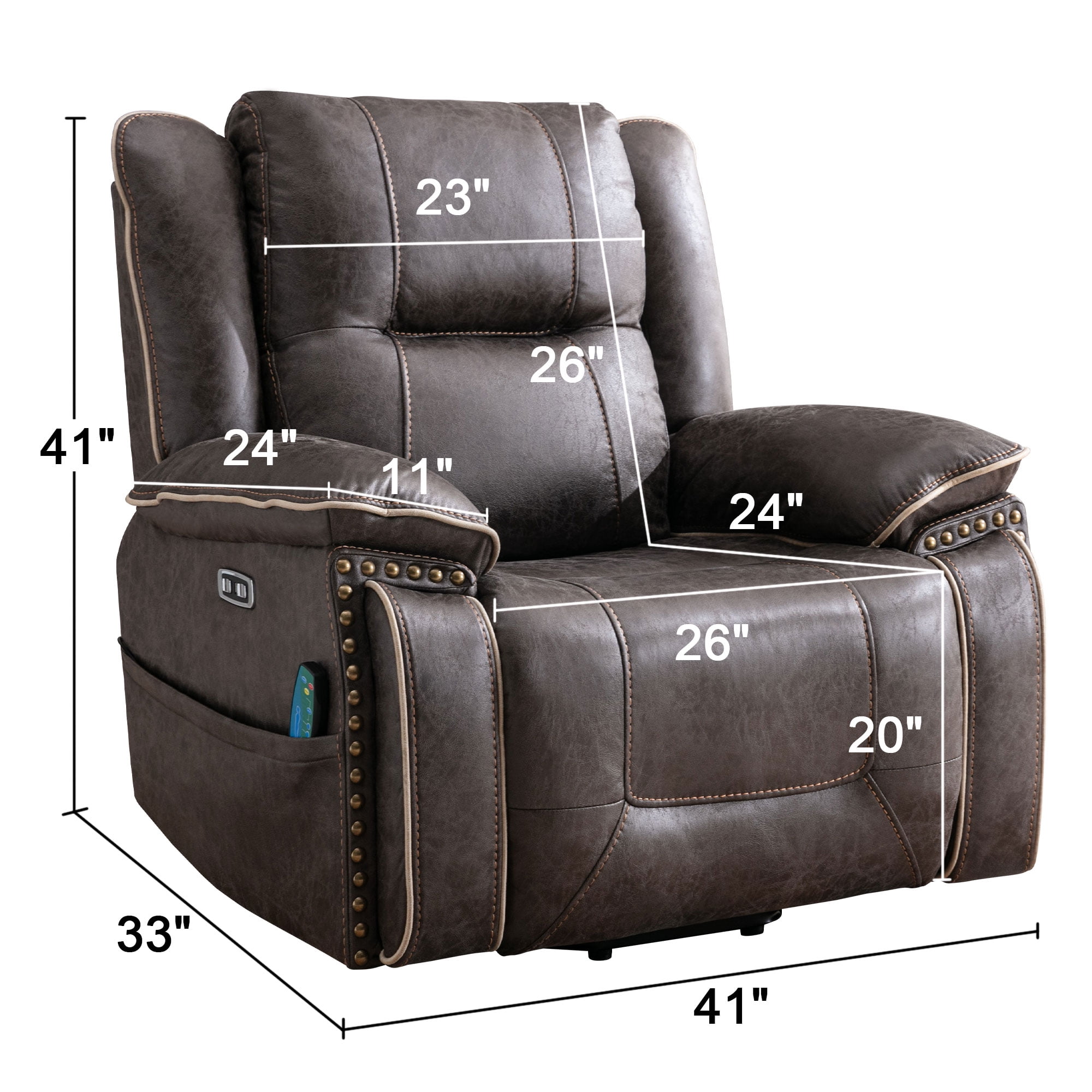 Bonzy Home Power Lift Chair Recliner Suede Fabric Electric Massage Recliner with Cup Holders
