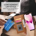 thumbnail image 5 of Allytechgroup for Apple iPhone 13 Case Wallet, Retro PU Leather Slim Fit Business Style Magnetic Closure Cards Slots RFID Blocking Phone Case for Women Men, Brown, 5 of 6