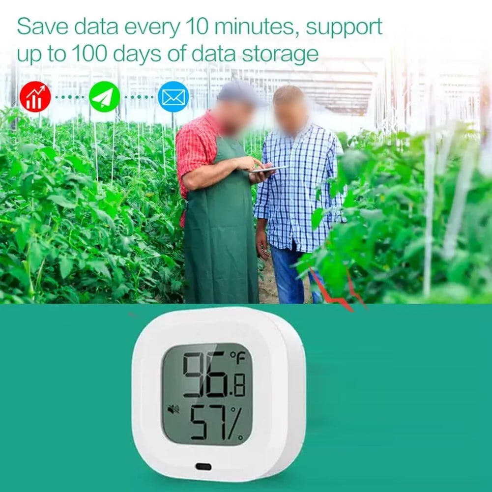 Greenhouse smart thermometer and hygrometer with data export and alarm function