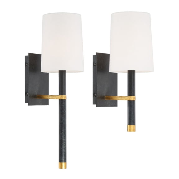 WES-9901-BK-GA Crystorama Lighting Weston - 1 Light Wall Mount-Black/Antique Gold Finish