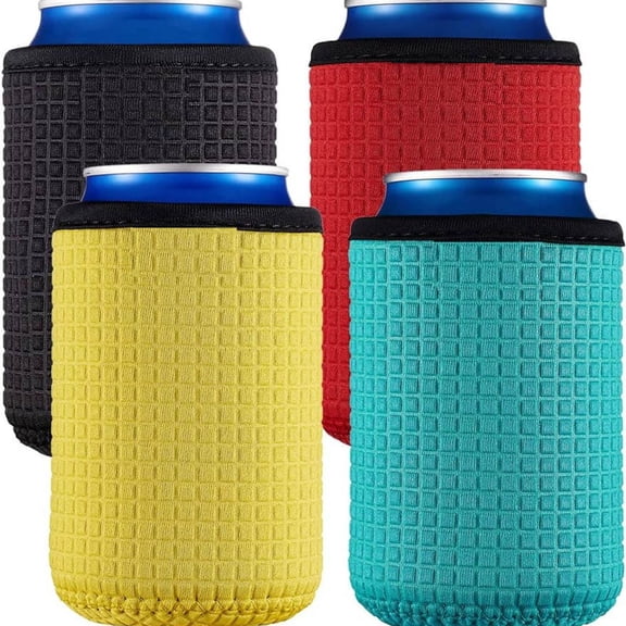4 Pack 12oz Standard Can Sleeves, Non-Slip Neoprene Insulated Can Cooler Sleeves for Beer Soda Drinks, Multi-Color