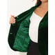 thumbnail image 5 of INSPIRE CHIC Blazer con solapa con muescas para mujer, manga larga, para oficina, negocios, con botones, de terciopelo Verde oscuro XS, 5 of 5