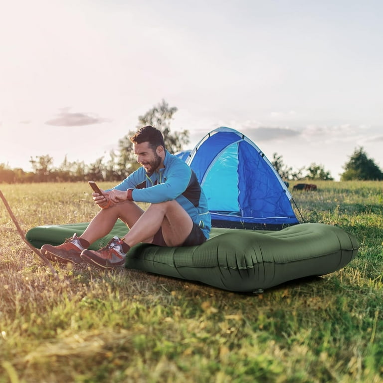 Self-Inflating 6 Inch Thick Camping Sleeping Pad With Built-in Foot Pump - Ultralight For Backpacking