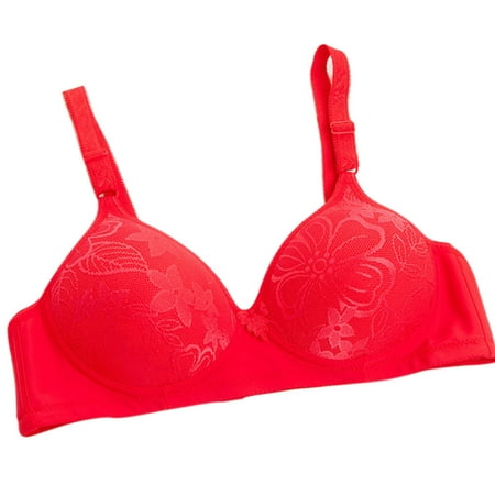 

New Women Thin Brassiere Wireless 3 Row 3 Hoops Breathable Embroidered Push Up Bra