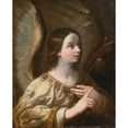 thumbnail image 2 of Circle of Guido Reni 12x14 Gold Ornate Wood Frame and Double Matted Museum Art Print Titled - Angel of the Annunciation, 2 of 4