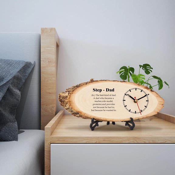 QIHE-Bonus Dad Birthday Gifts from Daughter Son, Birthday Gifts for Bonus Dad Wooden Clock, Retirement Bonus Dad Gifts DIY Clock Large, Step Dad Gifts